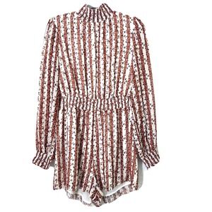 Lost + Wander Romper S Cottage‎ Striped Smocked Dainty Floral Feminine Boho